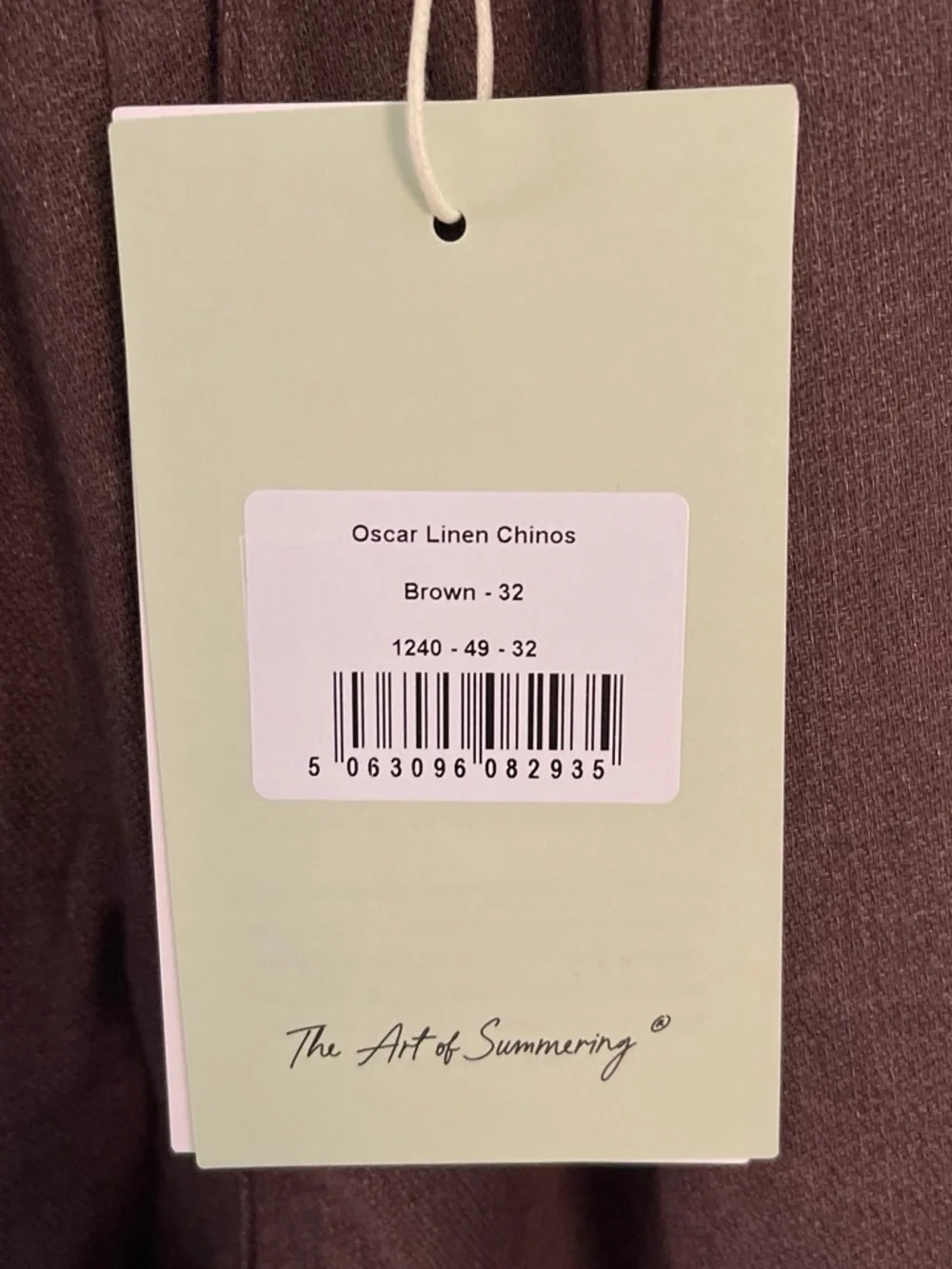 Men's Brown Casual Straight-Leg Chinos Linen